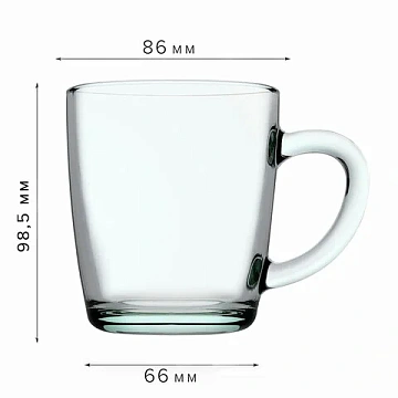 Кружка для чая с ручкой, 340 мл, 1 штука, стекло, PASABAHCE 'БЕЙЗИК', 55531СЛ1