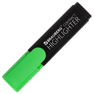 Текстовыделитель BRAUBERG 'Contract', ЗЕЛЕНЫЙ, линия 1-5 мм, 150390