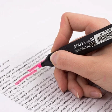 Текстовыделитель STAFF College 'STICK HL-497', РОЗОВЫЙ, 1-4 мм, 151499