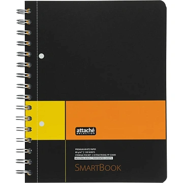Бизнес-тетрадь SMARTBOOK А5 120л. клетка,спир,микроп,разд,карм,жел-оран
