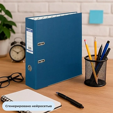 Папка-регистратор ECONOMY PLUS 80мм,син,ПБП1,карм.кор,мет.уг