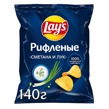Чипсы Lay's Max рифленые Сметана и лук, 140г