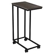 Стол журнальный BRABIX 'LOFT CT-001', 450х250х680 мм, на колёсах, металлический каркас, цвет морёный дуб, 641859