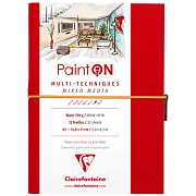 Скетчбук для смешанных техник 32л., А5 Clairefontaine на сшивке, мелкозерн., резинка, кожзам, 250г/м2