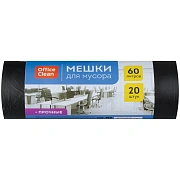 Мешки для мусора  60л OfficeClean ПНД, 60*70см, 10мкм, 20шт., прочные, черные, в рулоне