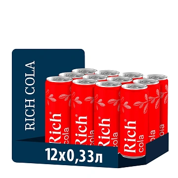 Напиток газированный Rich Cola, 330мл, ж/б