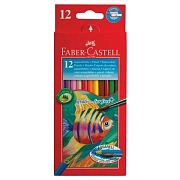 Карандаши акварельные Faber-Castell, 12цв+кисть, картон, европодвес