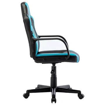 Кресло компьютерное BRABIX 'Stripe GM-202', экокожа, черное/голубое, 532509