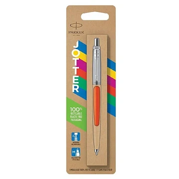 Ручка шариковая PARKER 'Jotter Orig Orange', корпус оранжевый, детали хром, блистер, синяя, 2076054