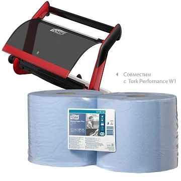 Протирочная бумага Tork Plus W1/W2, 130052, в рулоне, 255м, 2 слоя, голубая