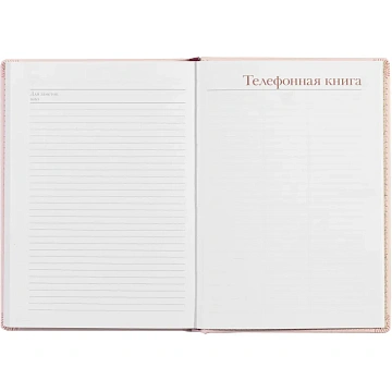 Ежедневник недатированный А5+, 136л, Velvet зефирный розовый  3-115/34