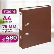 Папка-регистратор 75мм Attache А4, коричневая, тиснение кожа, метал угол