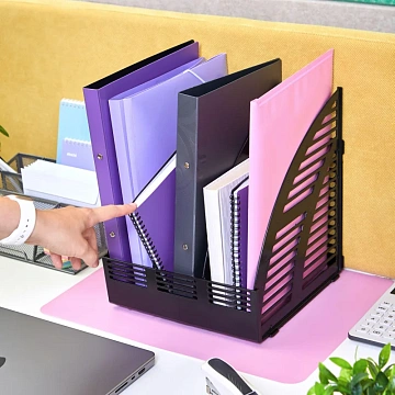 Лоток вертикальный Attache сборный 3 отделения черный, 240мм