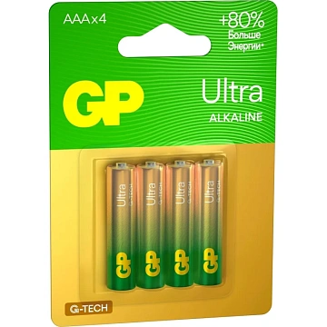 Батарейка GP Ultra AAA/LR03/24A 24AU-2CR4/24AUA21-2CRSBC4 бл/4шт