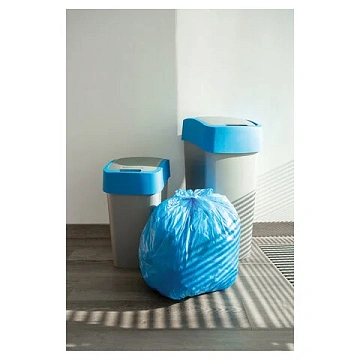 Мешки для мусора, 35 л, с ушками, синие, рулон 30 шт., ПНД, 10,5 мкм, 50х64 см, PACLAN 'Multitop', 402080