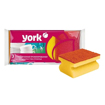 Губка York Maxi 9х7х4.3см, 3шт/уп