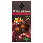 RIOBA Шоколад темный с вишней и миндалем, 100г