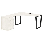 Стол эргономичный с тумбой EVCET 1518(L) Ясень Траун/Черный 1560х1880х750 EDIS