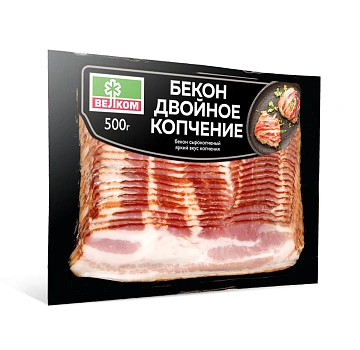 Бекон Велком Двойное копчение сырокопченый нарезка, 500г