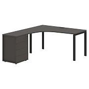Стол эргономичный с тумбой EUCET 1518(L) Мокко/Черный 1560х1880х750 EDIS