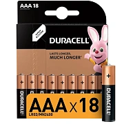 Батарейка Duracell Basic AAA LR03, 1.5В, алкалиновая, 18шт/уп