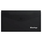 Папка-конверт на кнопке Berlingo 'Soft Touch', C6, 200мкм, софт-тач, черная