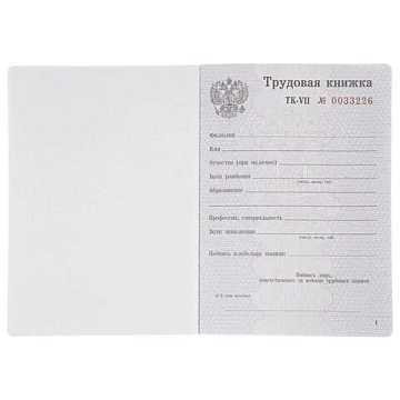 Бланк документа 'Трудовая книжка', 88х125 мм, ГОЗНАК