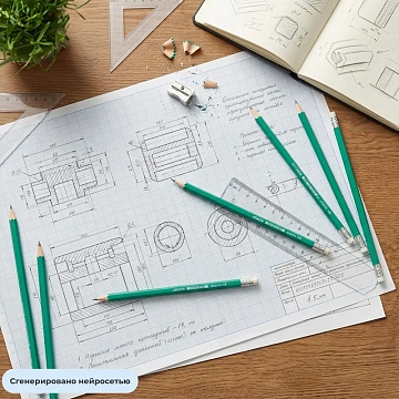 Карандаш чернографитный плаcтик, с ластиком,HB,зелен.корпус