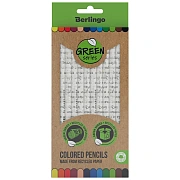 Карандаши цветные Berlingo 'SuperSoft. Green Series', 12цв., из переработанной бумаги, заточен., кар