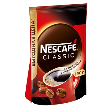 Кофе растворимый Nescafe Classic, 190г, пакет