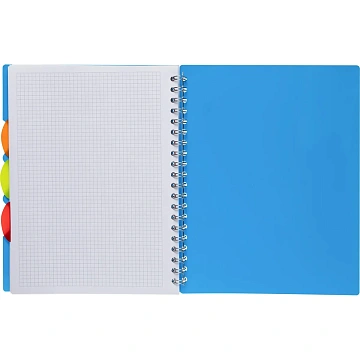 Бизнес-тетрадь AttacheА4,100л,кл,спир,обл.пластик,с разделителями,голубой