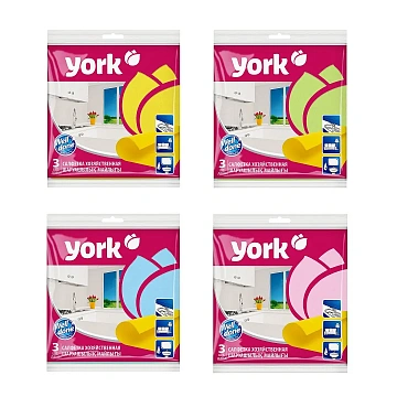 Салфетка хозяйственная York 35х35см, вискоза, 3шт/уп