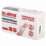 Полотенца бумажные (1 пачка 200 листов) LAIMA (Система H2) PREMIUM UNIT PACK, 2-слойные, 24х21,6 см