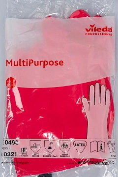 Перчатки резиновые Vileda Profes латекс красный рM 100750/174343,ПС
