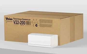 Бумажные полотенца Veiro Professional Lite H3, 2 слоя, V-сложение, 200лист, белые, V22-200