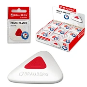 Ластик BRAUBERG 'Trios PRO', 36х36х9 мм, белый, треугольный, красный пластиковый держатель, 229559