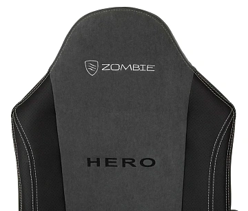 Кресло игровое Zombie Hero серый ткань/эко.кожа крестов. пластик