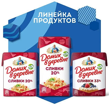 Сливки Домик В Деревне 10%, 950г, стерилизованные