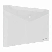 Папка-конверт с кнопкой BRAUBERG 'SUPER', А4, прозрачная, ПРОЧНАЯ 0,2 мм, 272876
