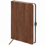 Ежедневник недатированный А5 (138x213 мм) BRAUBERG 'Wood', кожзам, резинка, 136 л., коричневый, 111676