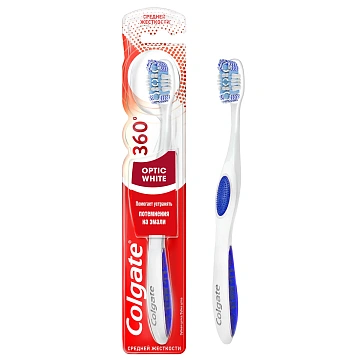Зубная щетка Colgate Optic white отбеливающая средняя жесткость