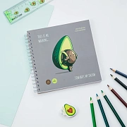 Скетчбук 60л., 150*150 MESHU 'Avocadreams', на гребне, выб. лак, soft-touch, 120г/м2