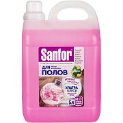 Средство для мытья пола 5 л, SANFOR 'Цветочный фреш', 'ультраблеск', 17524