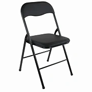Стул складной BRABIX 'Golf CF-007', черный каркас, кожзам черный, гофрокороб, 533024
