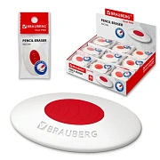 Ластик BRAUBERG 'Oval PRO', 40х26х8 мм, овальный, красный пластиковый держатель, 229560