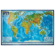 Карта мира физическая 199х134 см, 1:15,5М, с ламинацией, интерактивная, в тубусе, BRAUBERG, 112389