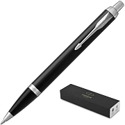 Ручка шариковая PARKER 'IM Core Black Lacquer CT', черный глянцевый лак, детали хром, синяя, 1931665