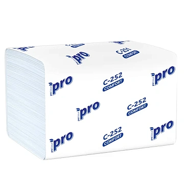 Диспенсерные салфетки Protissue С252 Comfort V-сложения, 1 слой, белые, 200шт