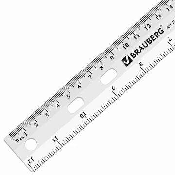 Линейка пластиковая 30 см, BRAUBERG 'Crystal', прозрачная, 210284