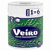 Полотенце бумажное 75 м, VEIRO 'Professional Home', 2 слоя, 20х20 см, 100% целлюлоза, 116376, KP302